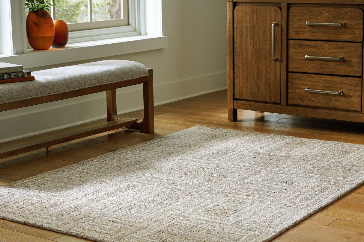 Mega Furniture - Ashley Furniture - Brickburgh Rug - 8' x 10' Rug / Gray/Ivory/Honey - R406901