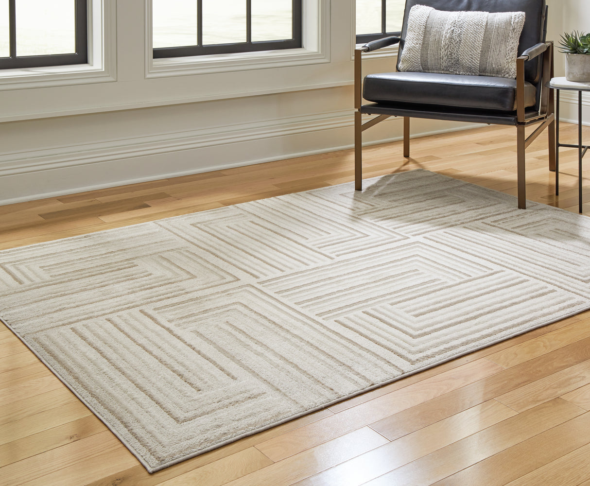 Mega Furniture - Ashley Furniture - Darmondard Rug - 5' x 7' Rug / Cream/Taupe - R406942