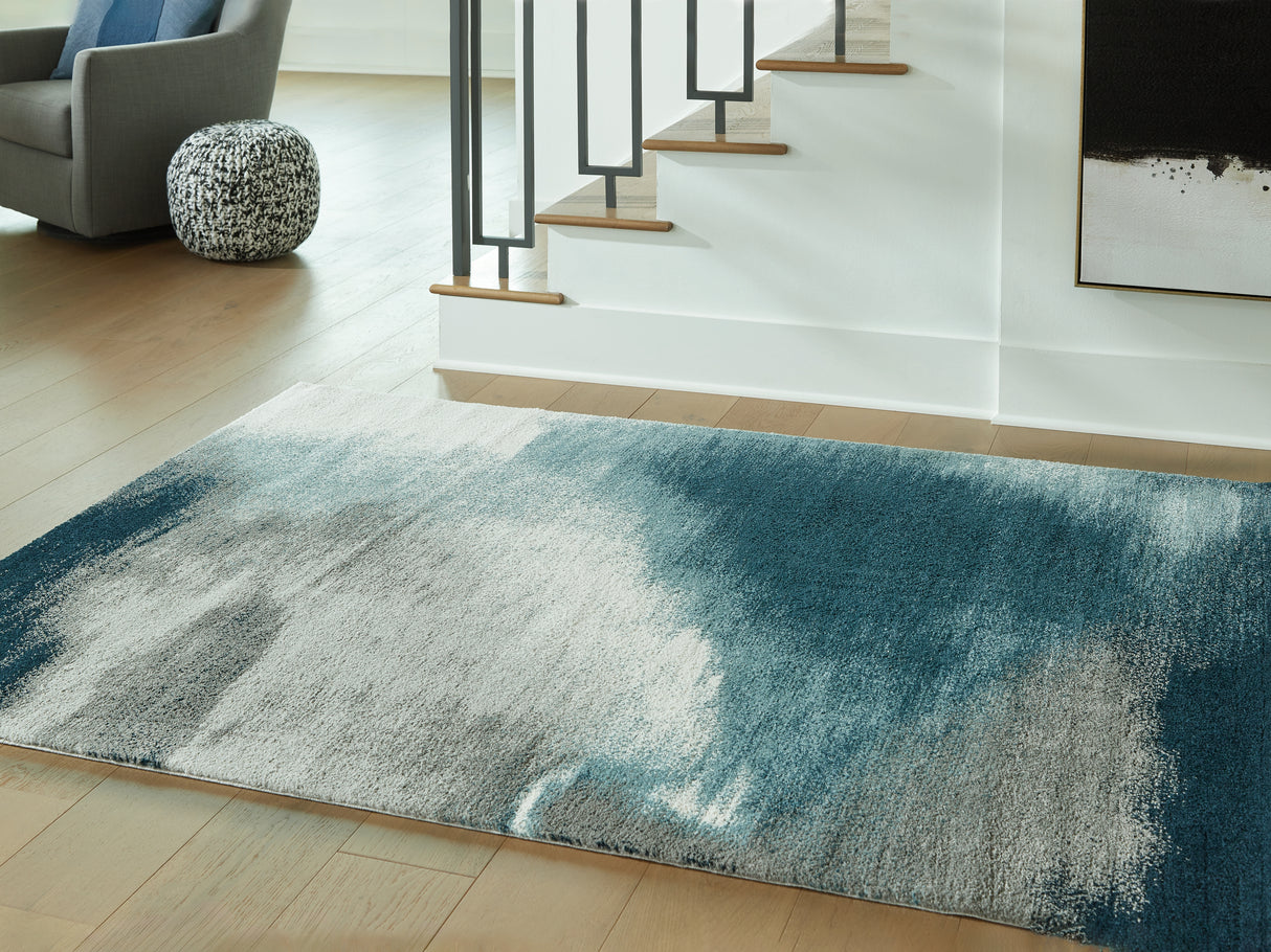 Mega Furniture - Ashley Furniture - Brentward Rug - 5' x 7' Rug / Blue/Gray/Ivory - R407082