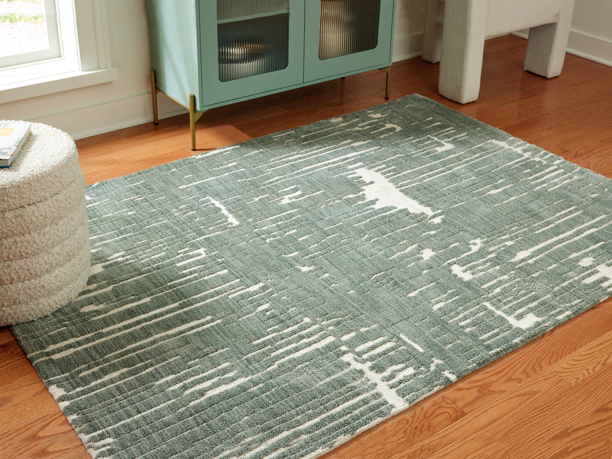 Mega Furniture - Ashley Furniture - Cayworth Rug - 8' x 10' Rug / Teal/White - R407091