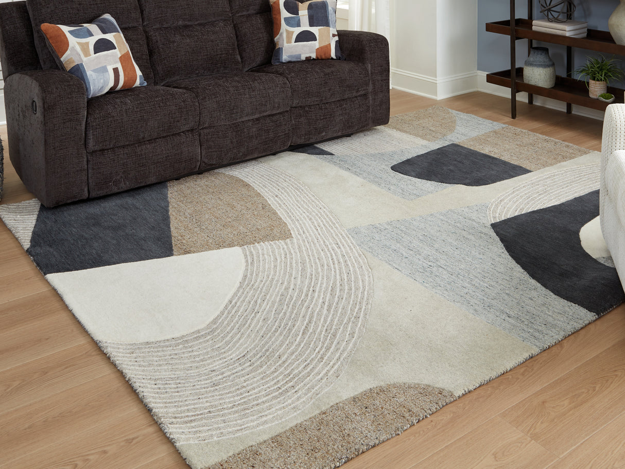 Mega Furniture - Ashley Furniture - Edrickhill Rug - 8' x 10' Rug / Grayish Teal/Taupe/Cream - R407121