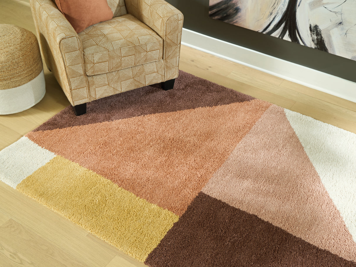 Mega Furniture - Ashley Furniture - Gailmore Rug - 5' x 7' Rug / Cream/Pink/Ocher - R407172