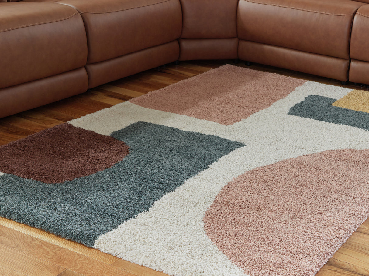 Mega Furniture - Ashley Furniture - Flynnwick Rug - 8' x 10' Rug / Cream/Pink/Gray - R407181