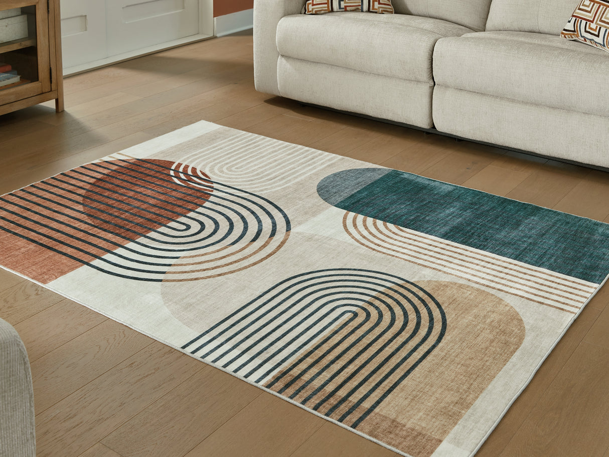 Mega Furniture - Ashley Furniture - Farrendale Rug - Washable 5' x 7' Area Rug / Multi - R407382