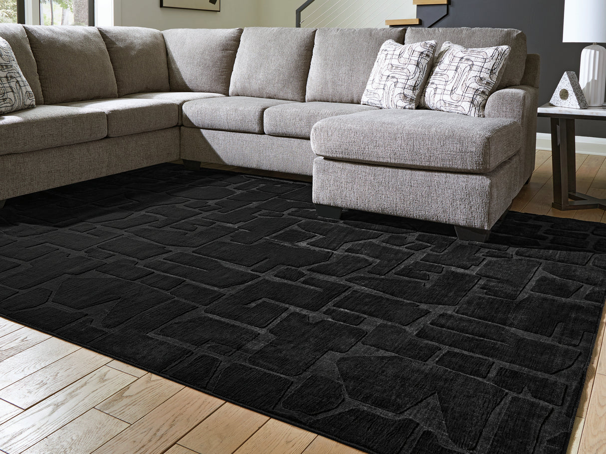 Mega Furniture - Ashley Furniture - Gibbswell Rug - Washable 8' x 10' Area Rug / Black - R407461