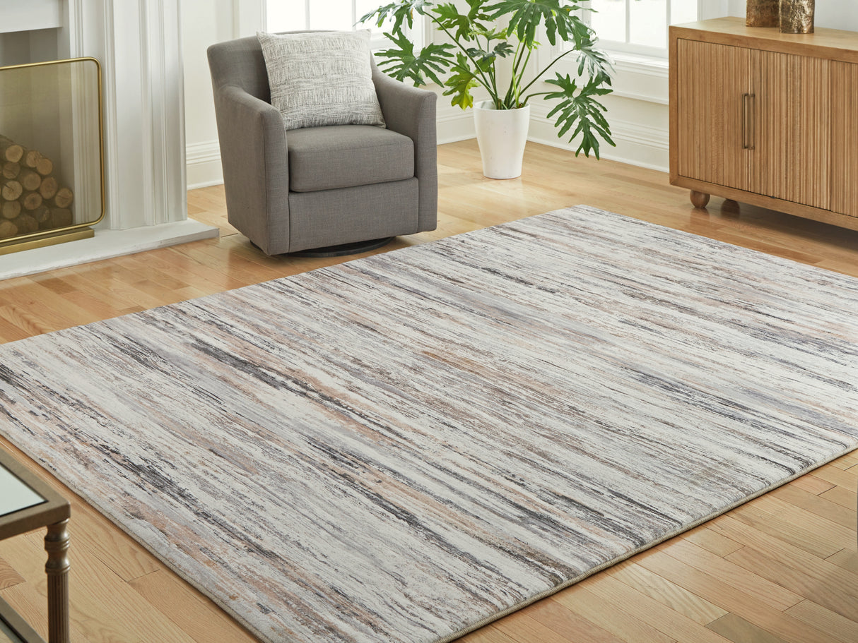 Mega Furniture - Ashley Furniture - Nace Rug - 5' x 7' Area Rug / Gray/Brown/White - R407472