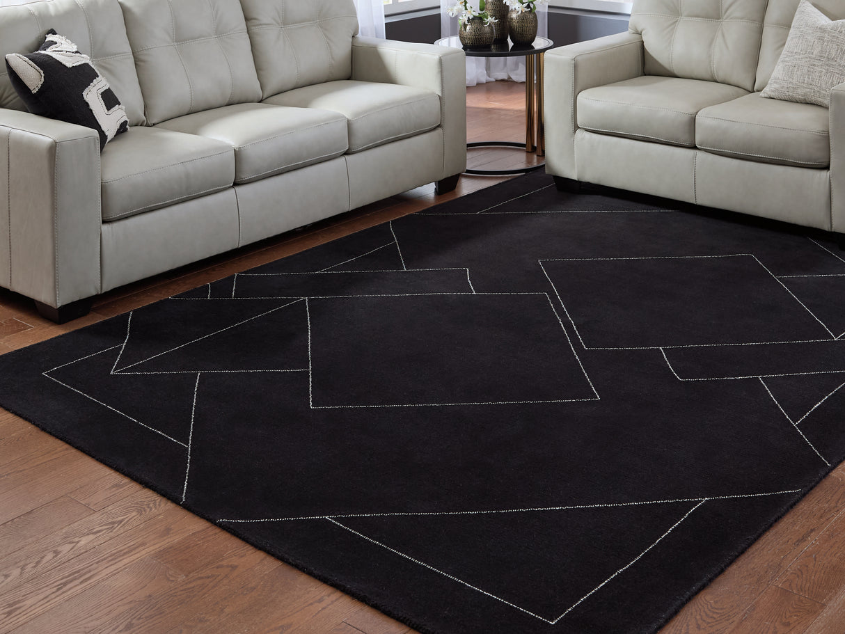 Mega Furniture - Ashley Furniture - Marav Rug - 7'8" x 10' Area Rug / Black/White - R407531