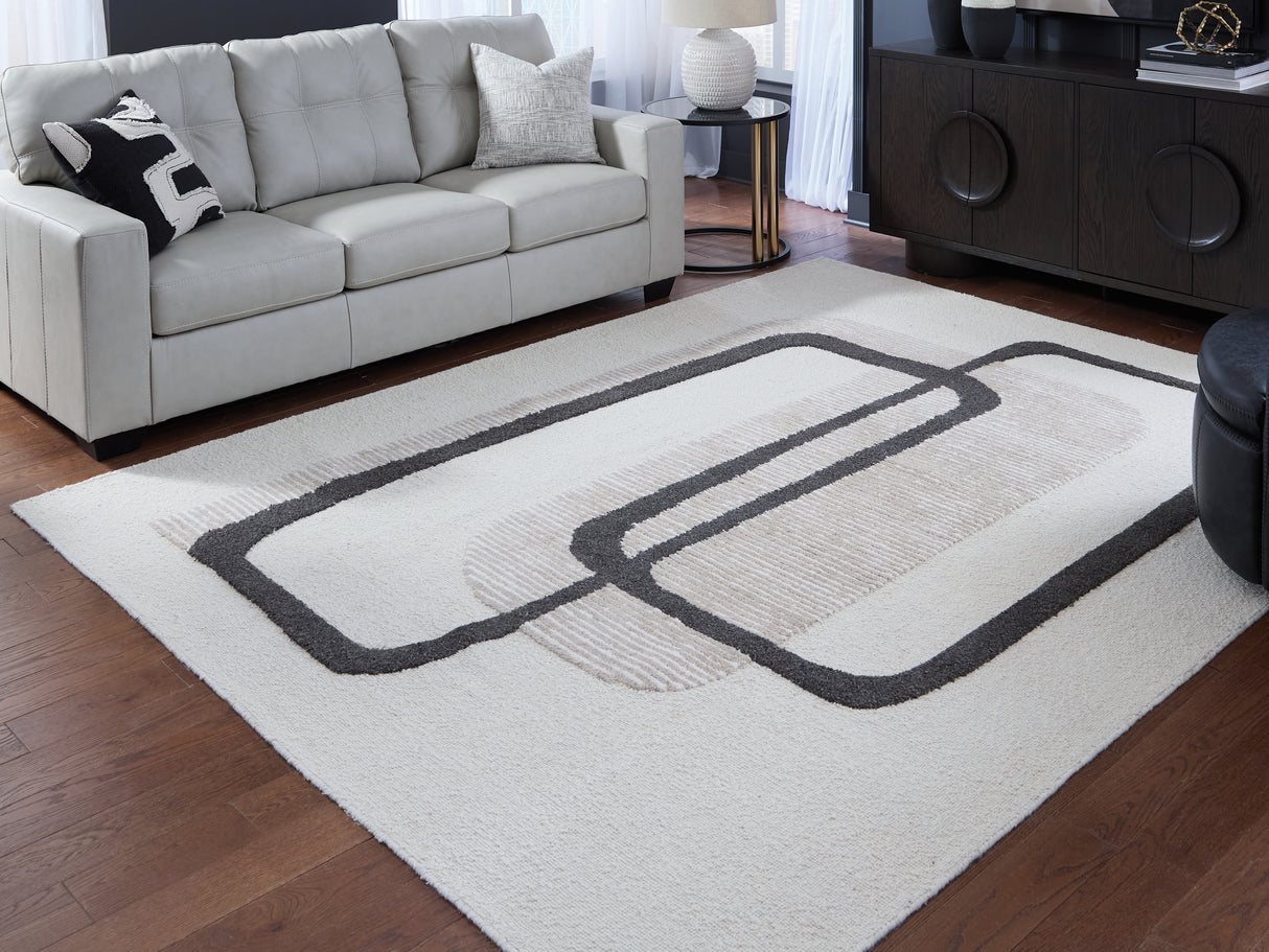 Mega Furniture - Ashley Furniture - Davismour Rug - 7'8" x 10' Area Rug / Ivory/Taupe/Charcoal - R407561