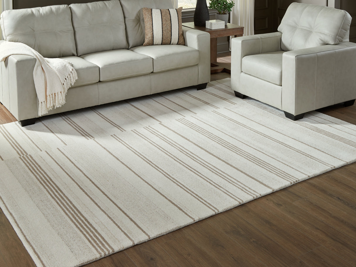 Mega Furniture - Ashley Furniture - Gadence Rug - 5' x 7' Area Rug / Ivory/Tan - R407642