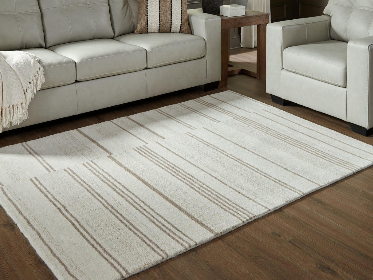 Mega Furniture - Ashley Furniture - Gadence Rug - 5' x 7' Area Rug / Ivory/Tan - R407642