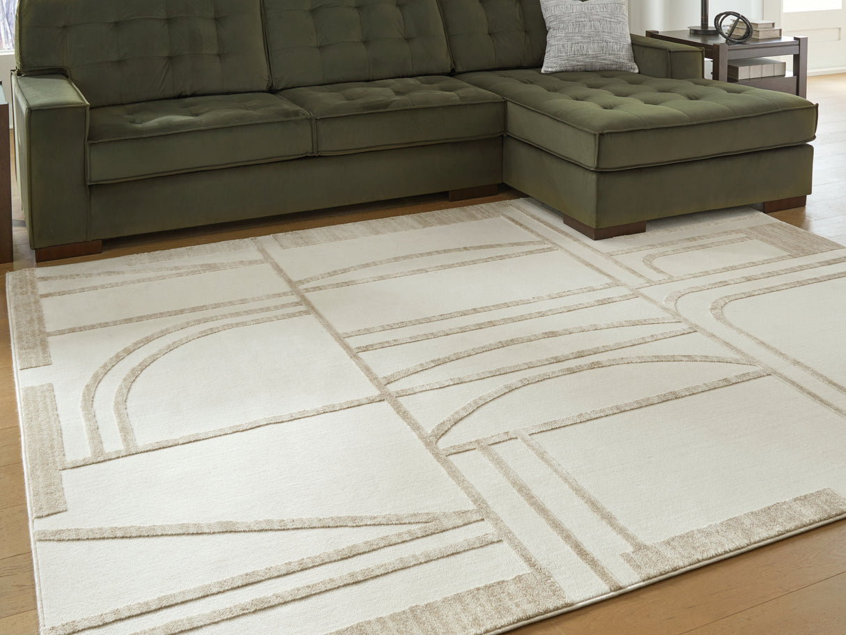 Mega Furniture - Ashley Furniture - Farongrove Rug - 7'10" x 10' Area Rug / Ivory/Beige - R407671