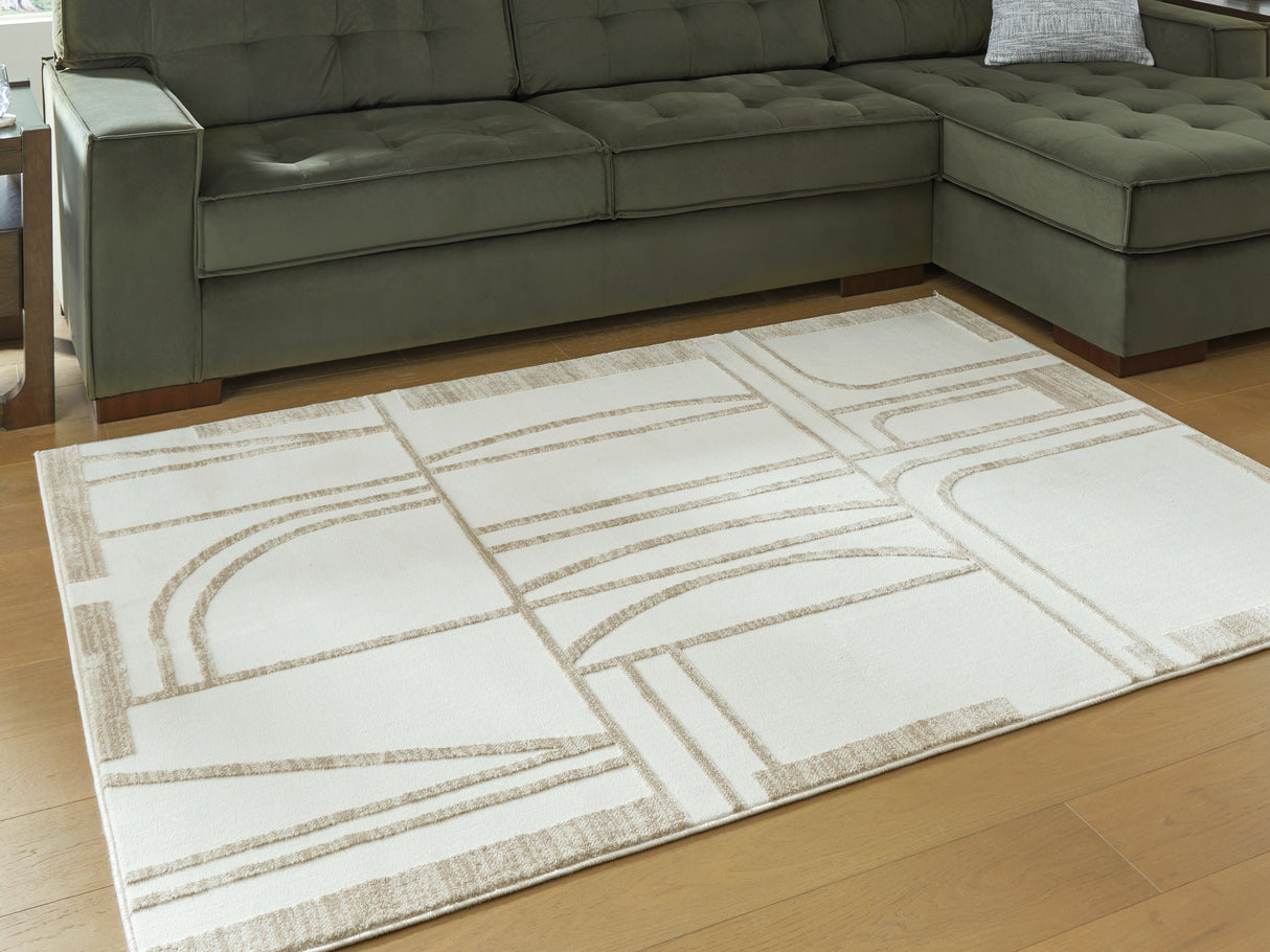 Mega Furniture - Ashley Furniture - Farongrove Rug - 5'3" x 7' Area Rug / Ivory/Beige - R407672