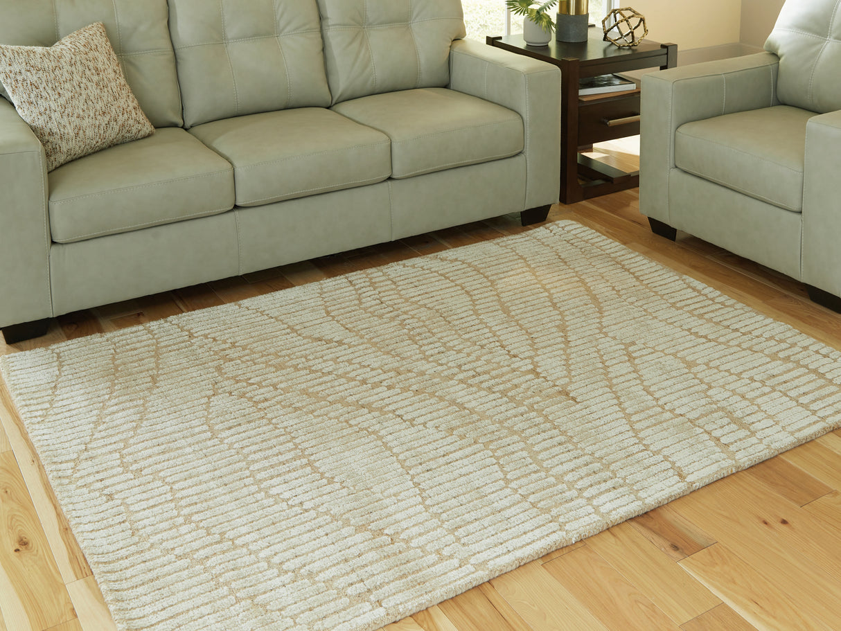 Mega Furniture - Ashley Furniture - Jaseena Rug - 7'8" x 10' Area Rug / Beige/Tan - R407721