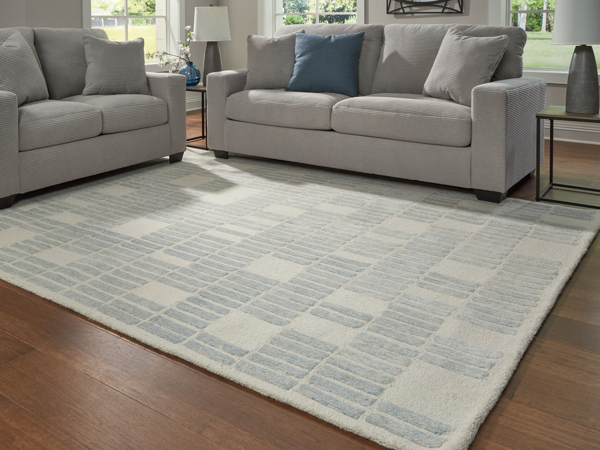 Mega Furniture - Ashley Furniture - Dylanton Rug - 5' x 7' Area Rug / Ivory/Blue - R407812