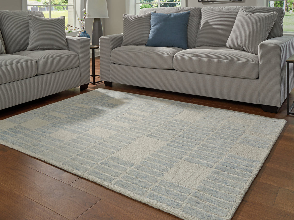 Mega Furniture - Ashley Furniture - Dylanton Rug - 5' x 7' Area Rug / Ivory/Blue - R407812