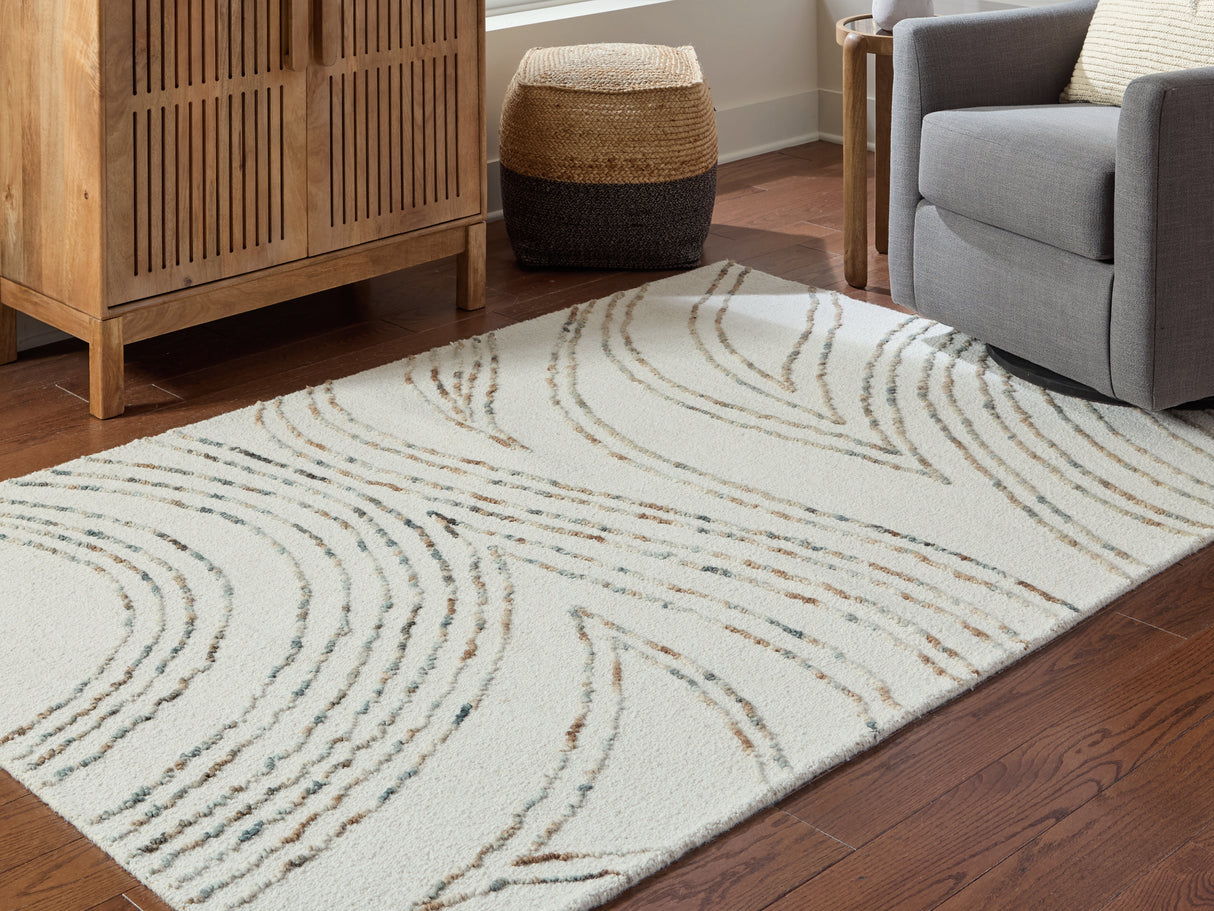 Mega Furniture - Ashley Furniture - Deenbury Rug - 5' x 7' Area Rug / Ivory/Green/Brown - R407862