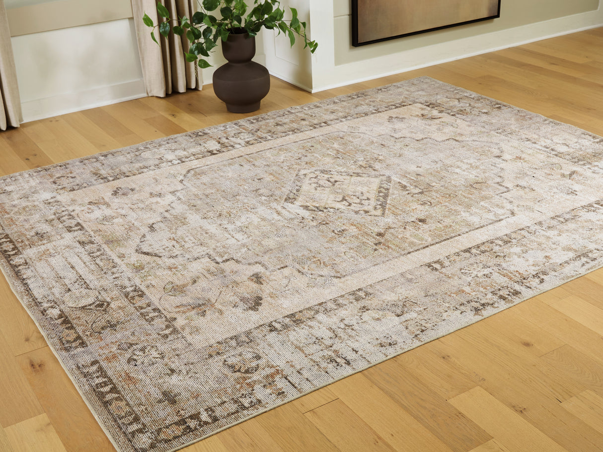 Mega Furniture - Ashley Furniture - Livdon Rug - Washable Large Rug / Brown/Beige/Gray - R407911