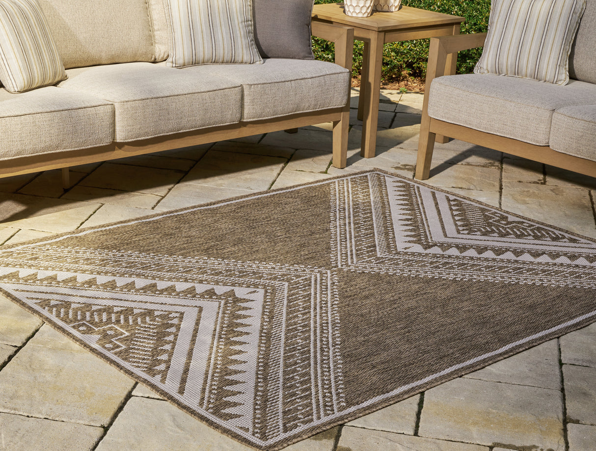 Mega Furniture - Ashley Furniture - Dunsler Rug - 5' x 7' Rug / Brown/Cream - R900012
