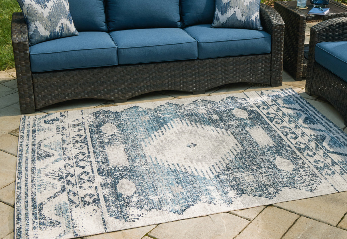 Mega Furniture - Ashley Furniture - Daddridge Rug - 5' x 7' Rug / Blue/Gray/Ivory - R900102