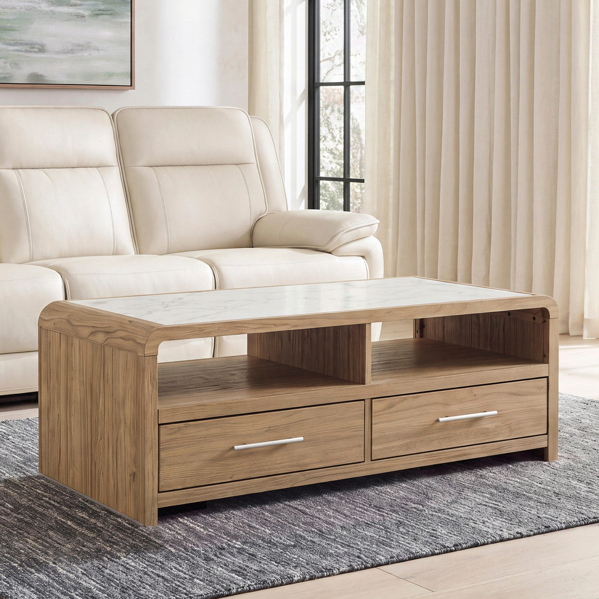 Mega Furniture - Ashley Furniture - Dovander Coffee Table - Rectangular Cocktail Table - T1121-1