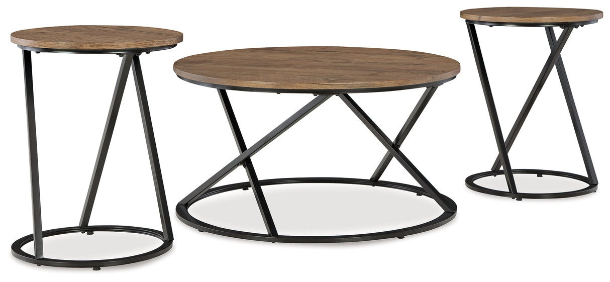 Mega Furniture - Ashley Furniture - Cassbryn Table (Set of 3) - Occasional Table Set (3/CN) / Brown/Black - T152-13