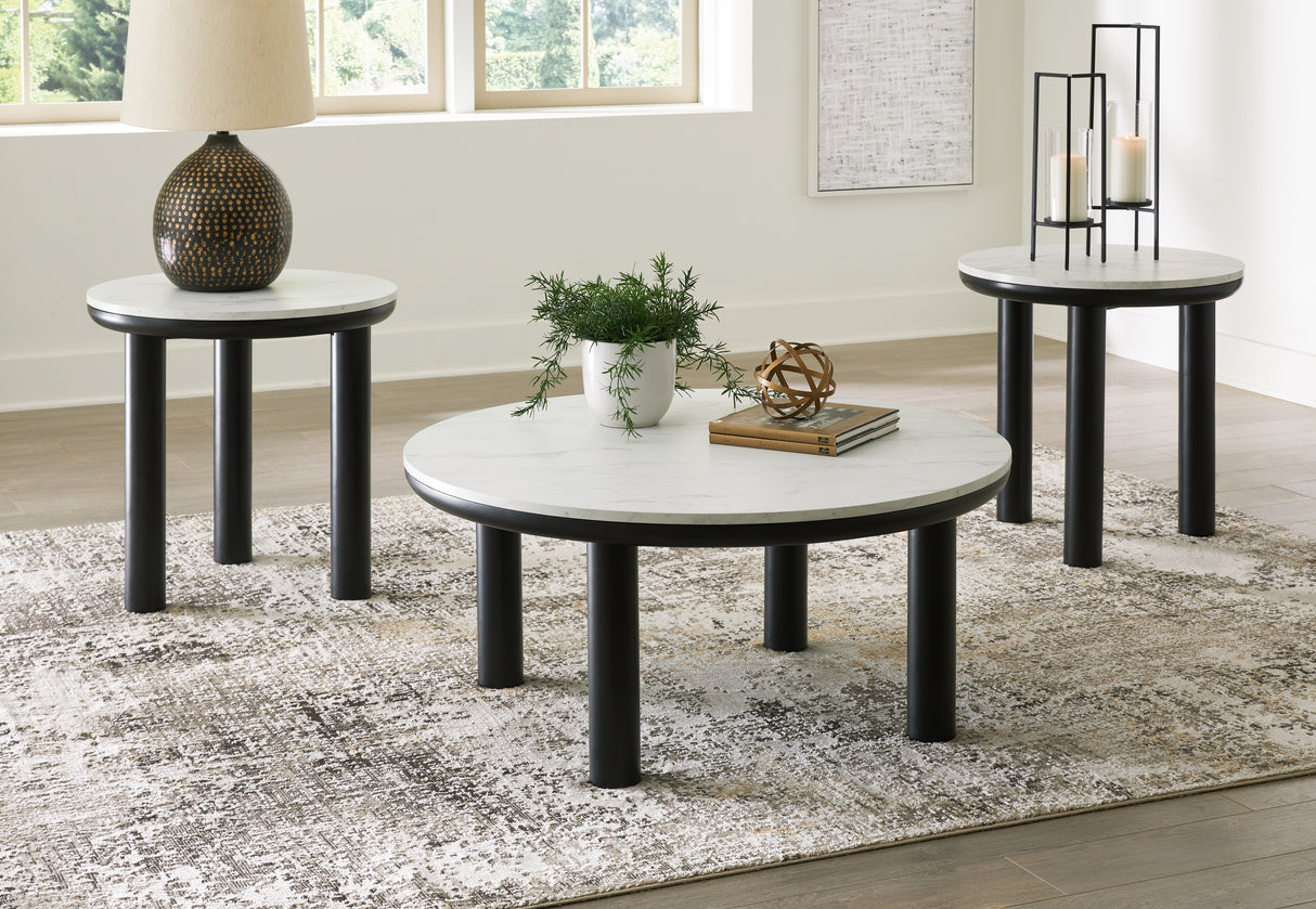 Mega Furniture - Ashley Furniture - Xandrum Table (Set of 3) - Occasional Table Set (3/CN) / Black/White - T159-13
