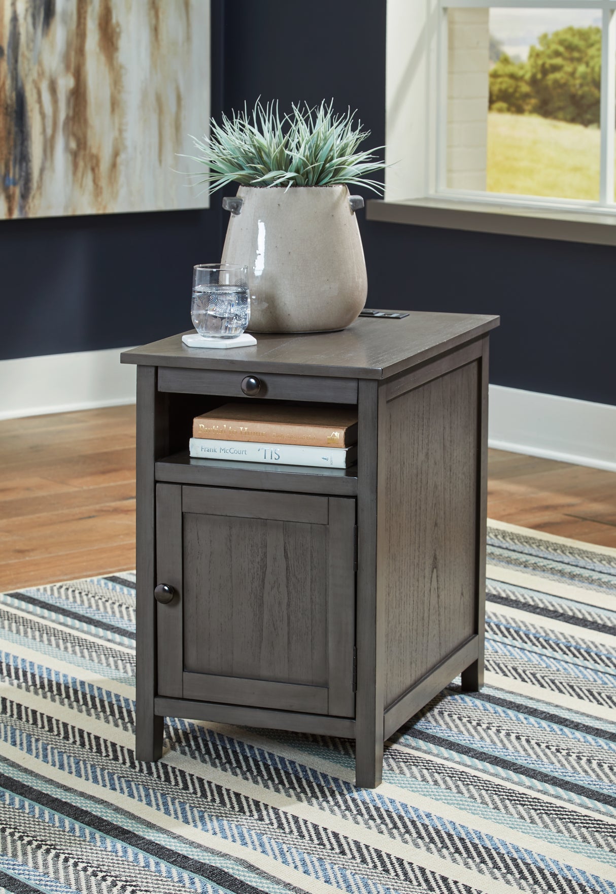 Mega Furniture - Ashley Furniture - Treytown Chairside End Table - Chair Side End Table / Gray - T300-317