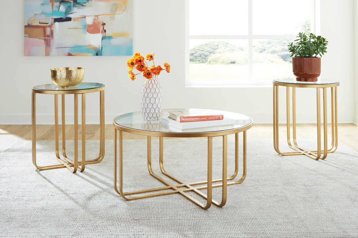 Mega Furniture - Ashley Furniture - Milloton Table (Set of 3) - Occasional Table Set (3/CN) / Gold - T398-13
