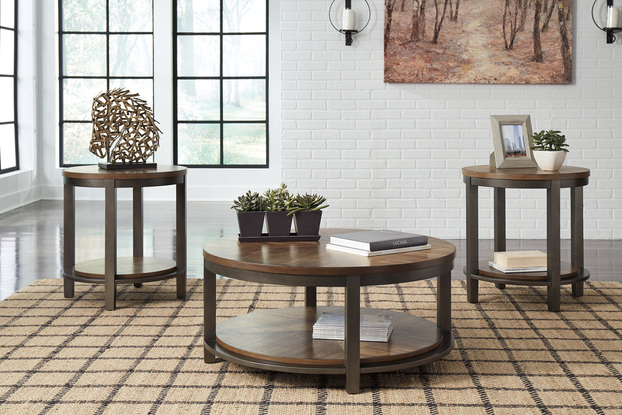 Mega Furniture - Ashley Furniture - Roybeck Table (Set of 3) - Occasional Table Set (3/CN) / Light Brown/Bronze - T411-13