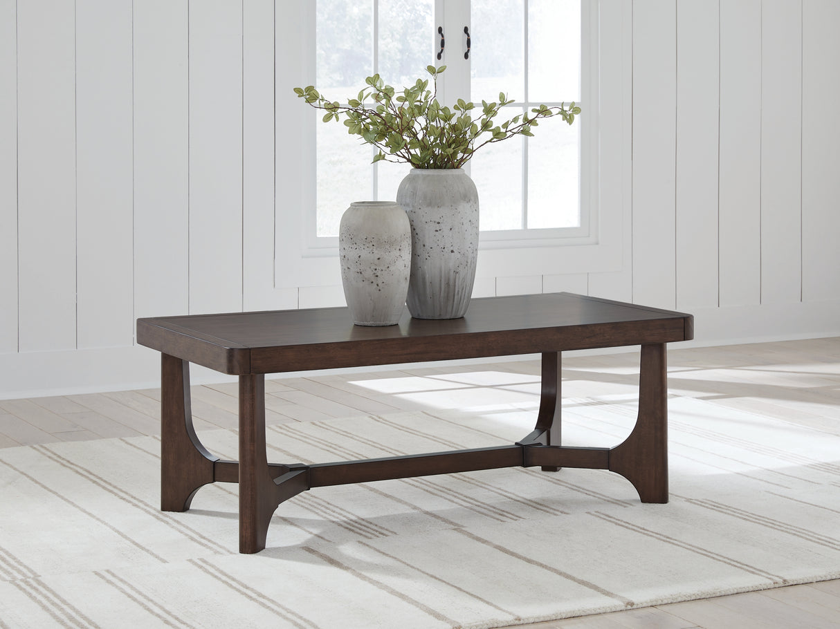 Mega Furniture - Ashley Furniture - Korestone Coffee Table - Rectangular Cocktail Table / Dark Brown - T438-1
