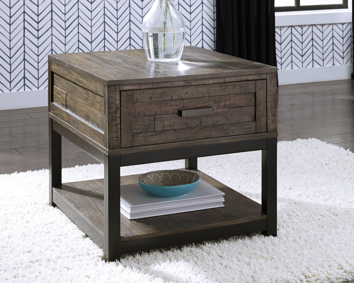 Mega Furniture - Ashley Furniture - Johurst End Table - Rectangular End Table / Grayish Brown - T444-3