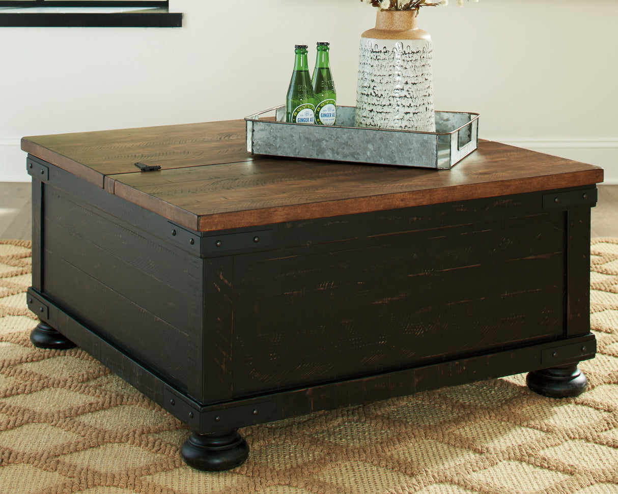 Mega Furniture - Ashley Furniture - Valebeck Coffee Table with Lift Top - Lift Top Cocktail Table / Black/Brown - T468-00