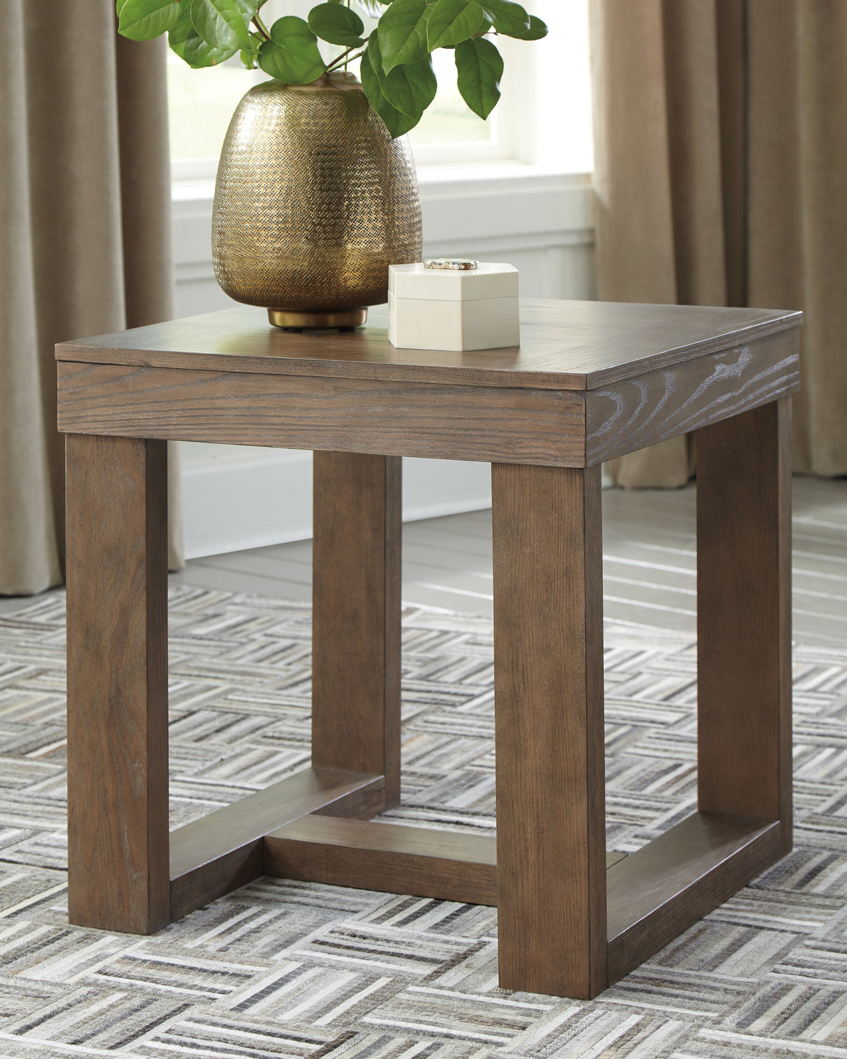 Mega Furniture - Ashley Furniture - Cariton End Table - Square End Table / Gray - T471-2
