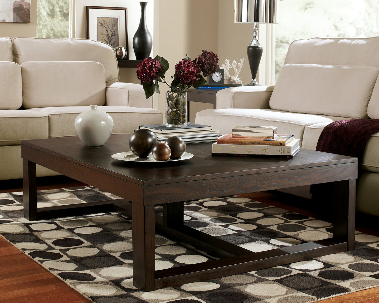 Mega Furniture - Ashley Furniture - Watson Coffee Table - Rectangular Cocktail Table / Dark Brown - T481-1