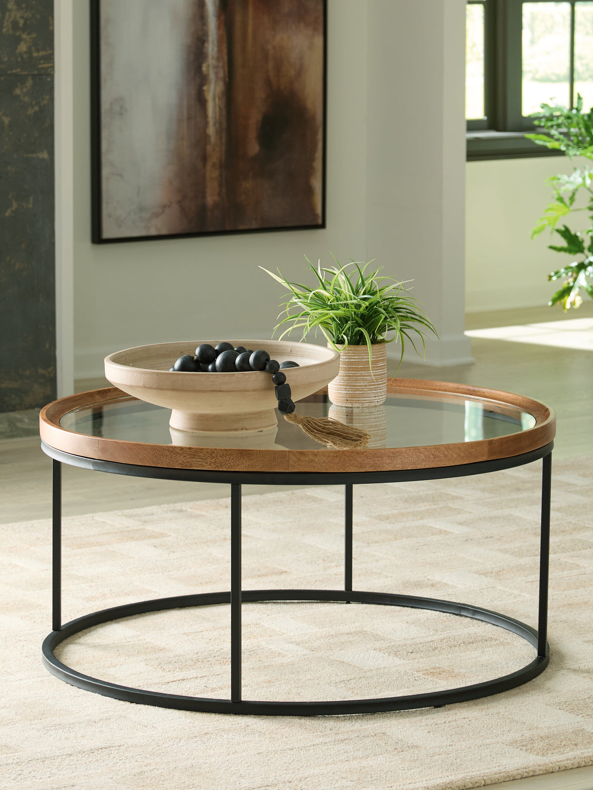 Mega Furniture - Ashley Furniture - Noraluna Coffee Table - Round Cocktail Table - T502-8