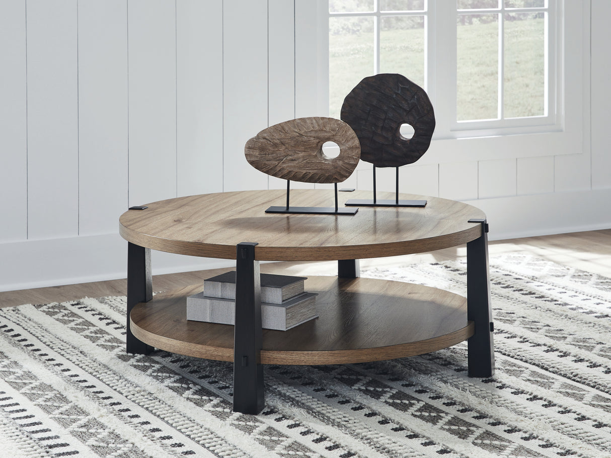 Mega Furniture - Ashley Furniture - Ridgester Coffee Table - Round Cocktail Table - T518-8
