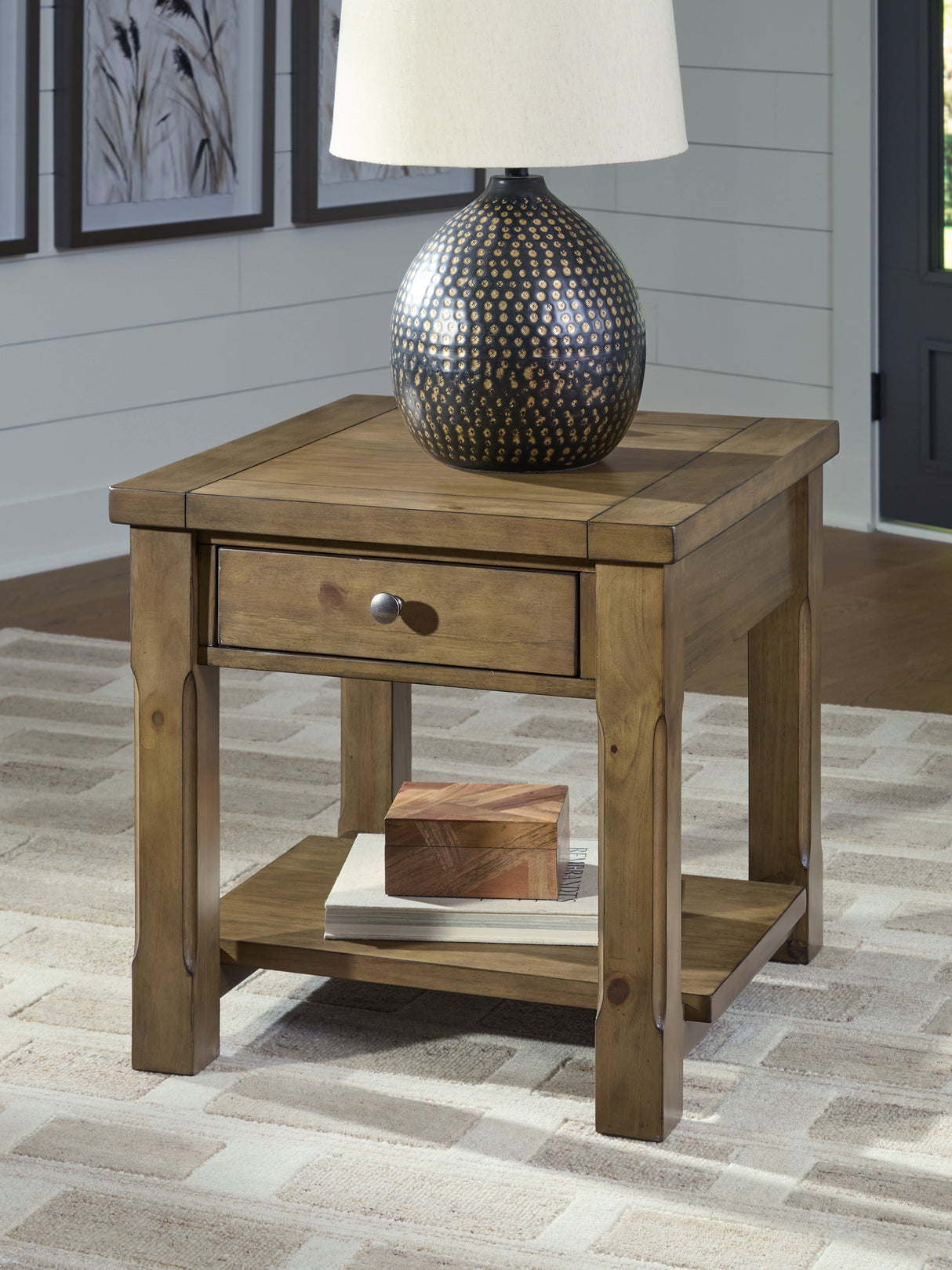Mega Furniture - Ashley Furniture - Vandenmore End Table - Rectangular End Table / Medium Brown - T539-3