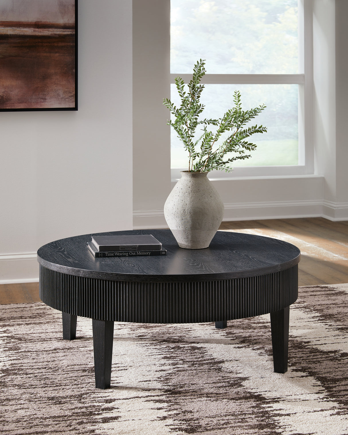 Mega Furniture - Ashley Furniture - Marstream Coffee Table - Round Cocktail Table / Black - T551-8