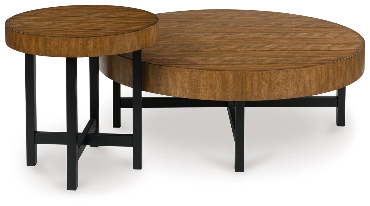 Mega Furniture - Ashley Furniture - Steenlage Table (Set of 2) - Occasional Table Set (Set of 2) / Brown/Black - T575-12