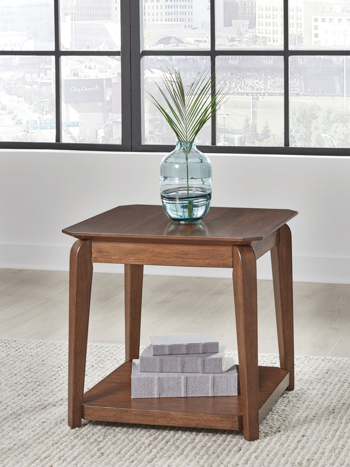 Mega Furniture - Ashley Furniture - Trenmour End Table - Square End Table / Medium Brown - T596-2