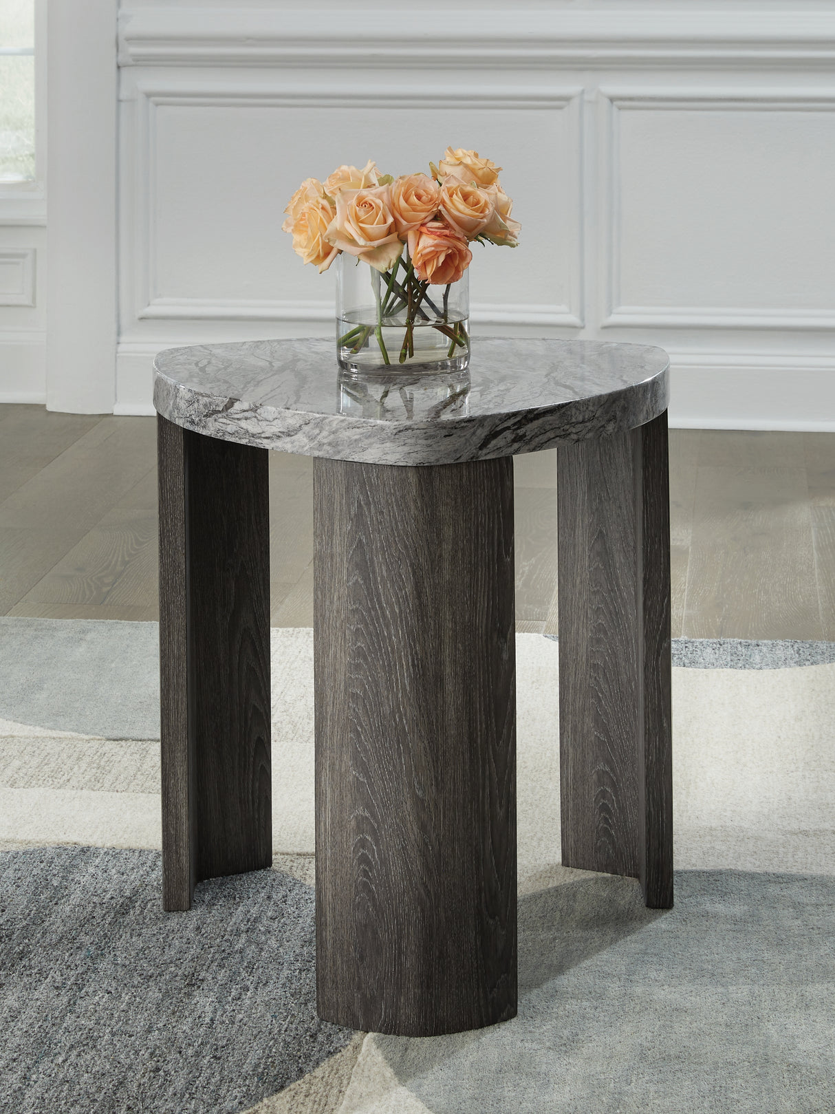 Mega Furniture - Ashley Furniture - Surmour End Table - Triangle End Table / Gray/Brown - T600-6