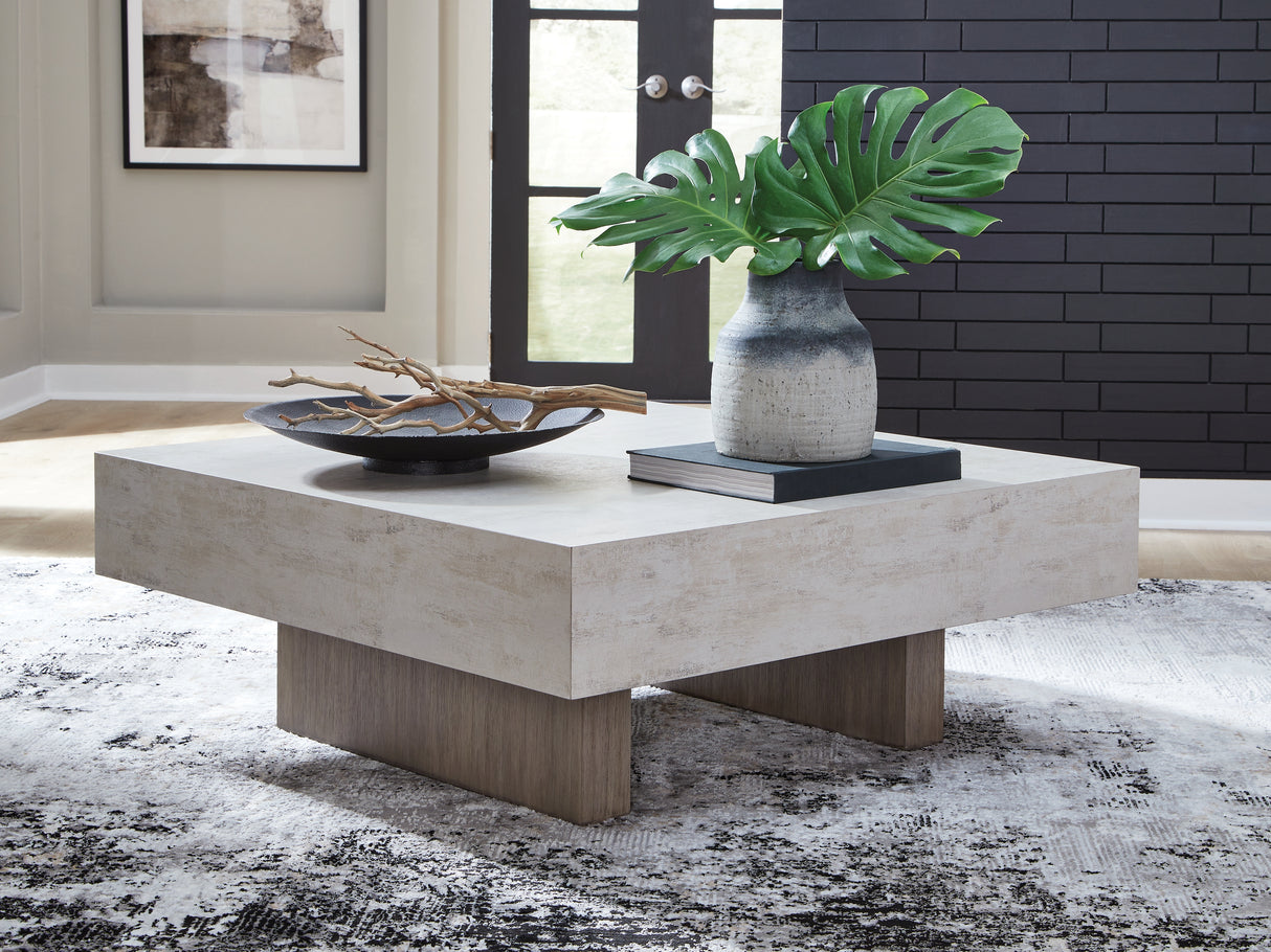 Mega Furniture - Ashley Furniture - Jorlaina Coffee Table - Square Cocktail Table / Light Grayish Brown - T622-8