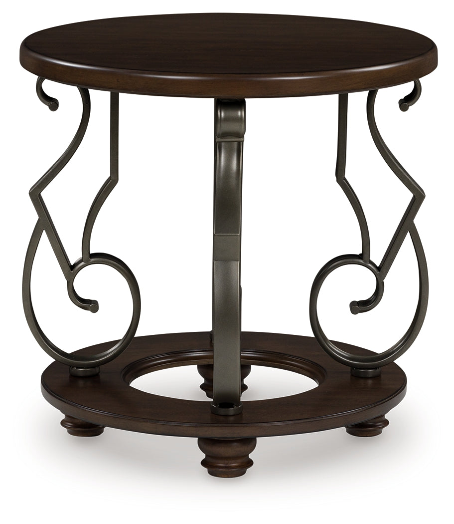 Mega Furniture - Ashley Furniture - Frallyn End Table - Round End Table / Dark Brown - T623-6