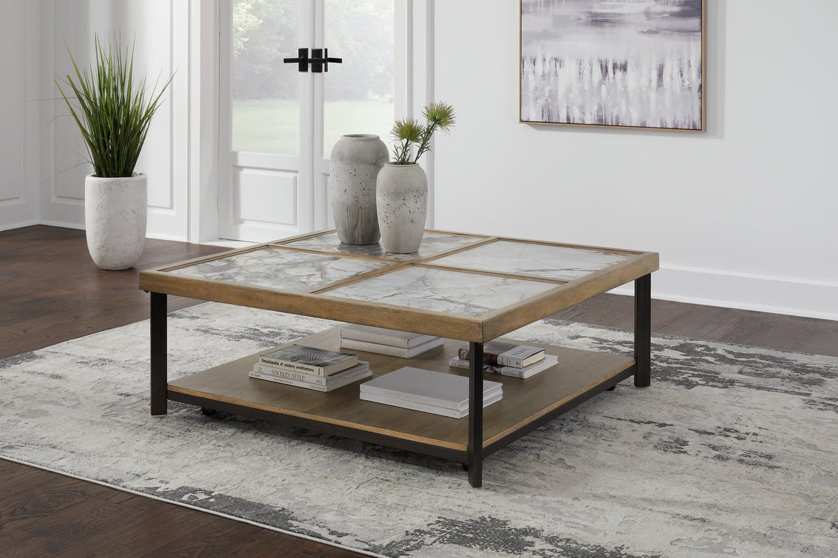 Mega Furniture - Ashley Furniture - Montia Coffee Table - Square Cocktail Table / Multi - T632-8
