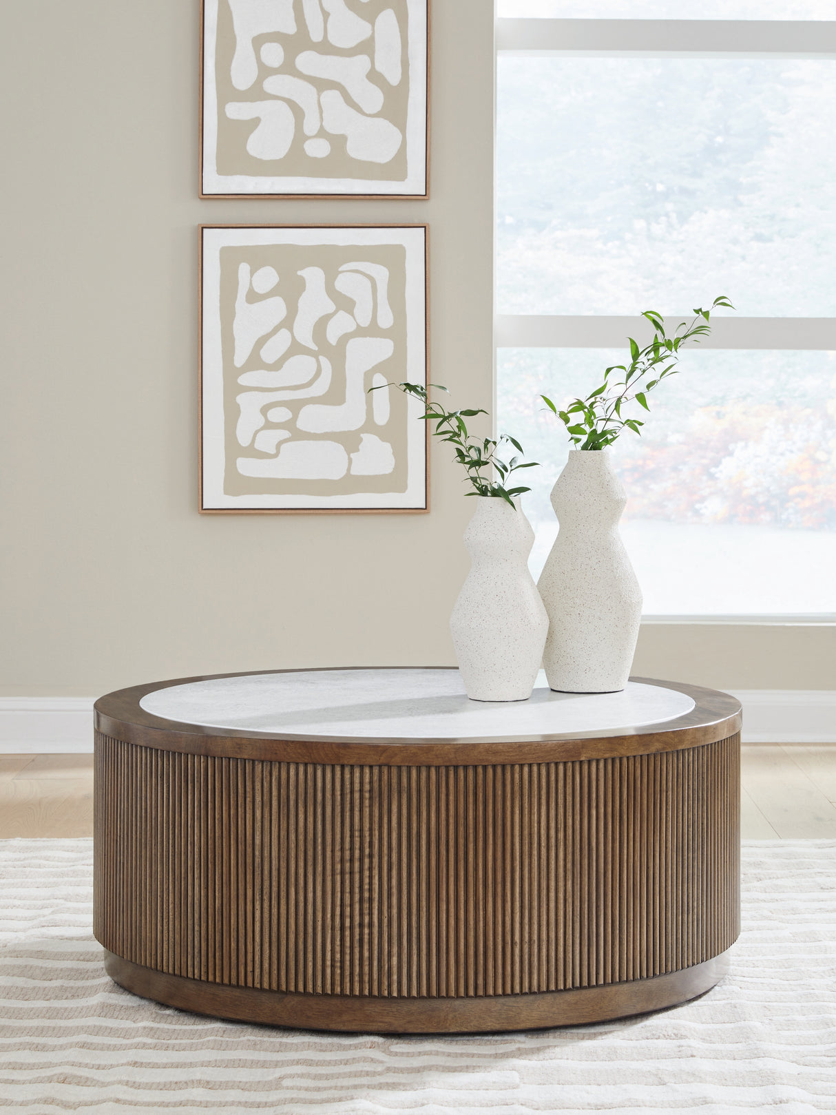 Mega Furniture - Ashley Furniture - Hadonna Coffee Table - Round Cocktail Table - T658-8