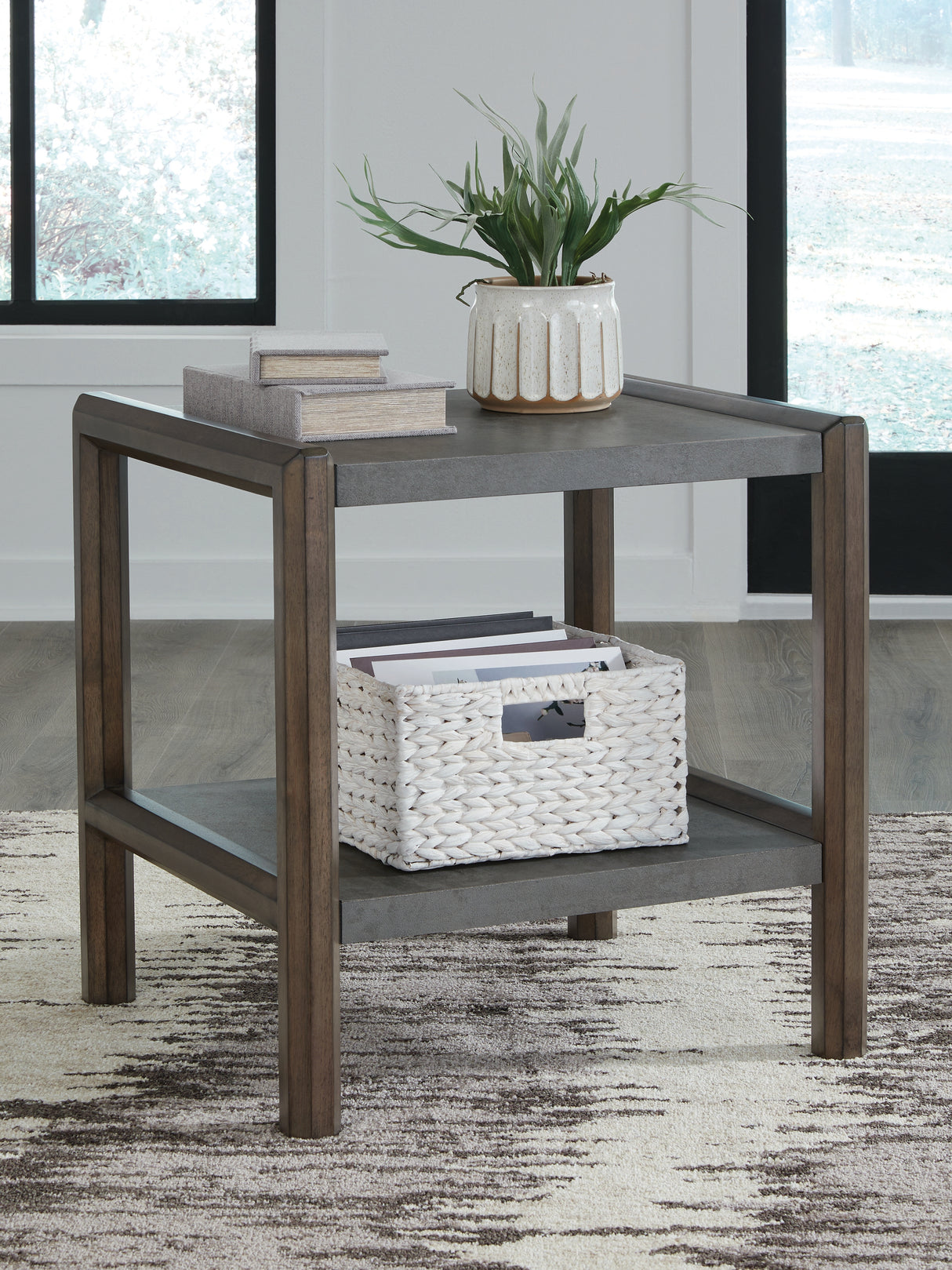 Mega Furniture - Ashley Furniture - Kallenny End Table - Rectangular End Table / Brown/Gray - T669-3