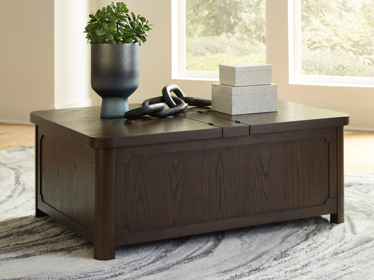 Mega Furniture - Ashley Furniture - Breckington Coffee Table With Storage - Cocktail Table with Storage / Dark Brown - T678-20