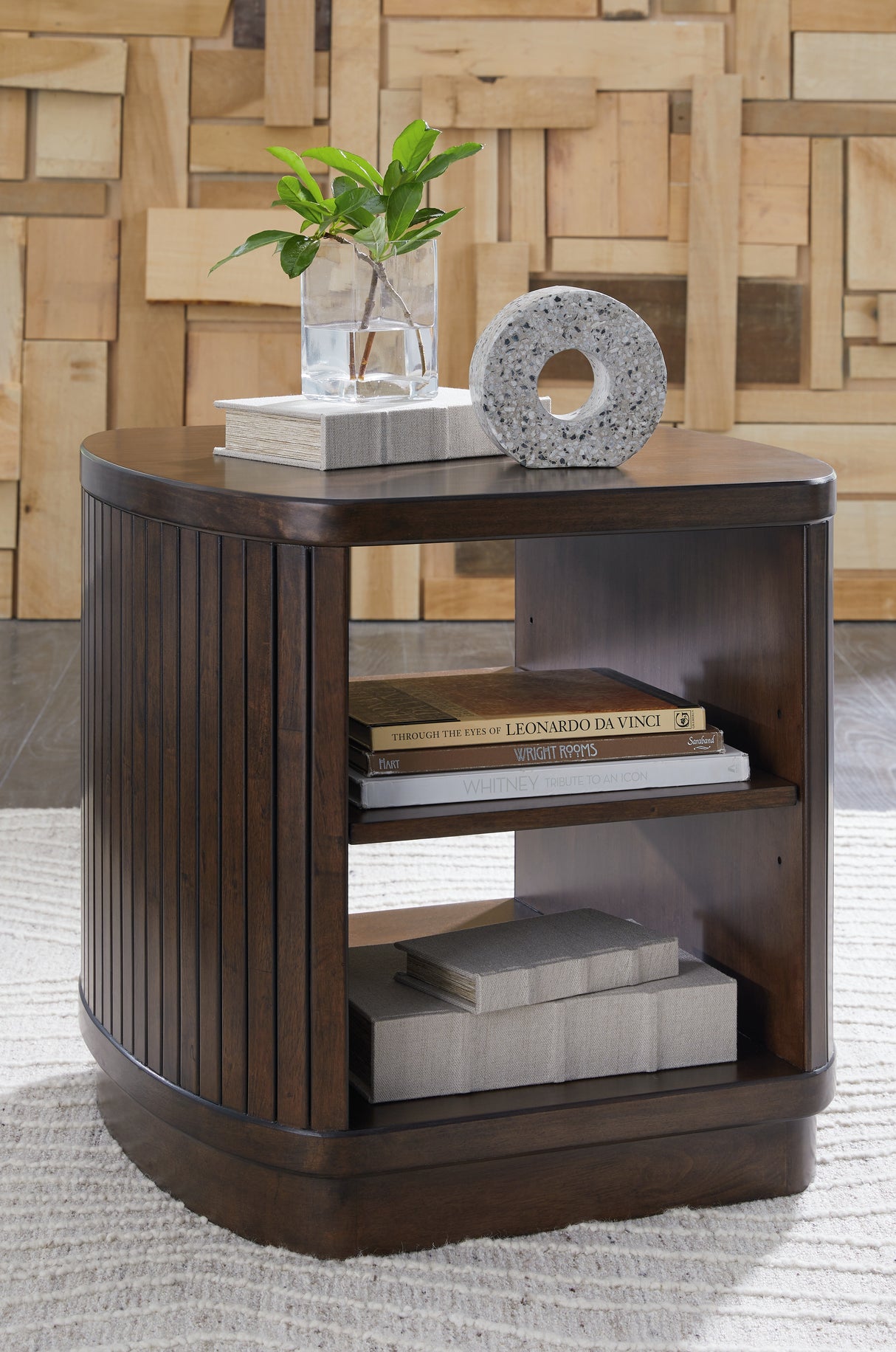 Mega Furniture - Ashley Furniture - Korestone End Table - Square End Table / Dark Brown - T679-2
