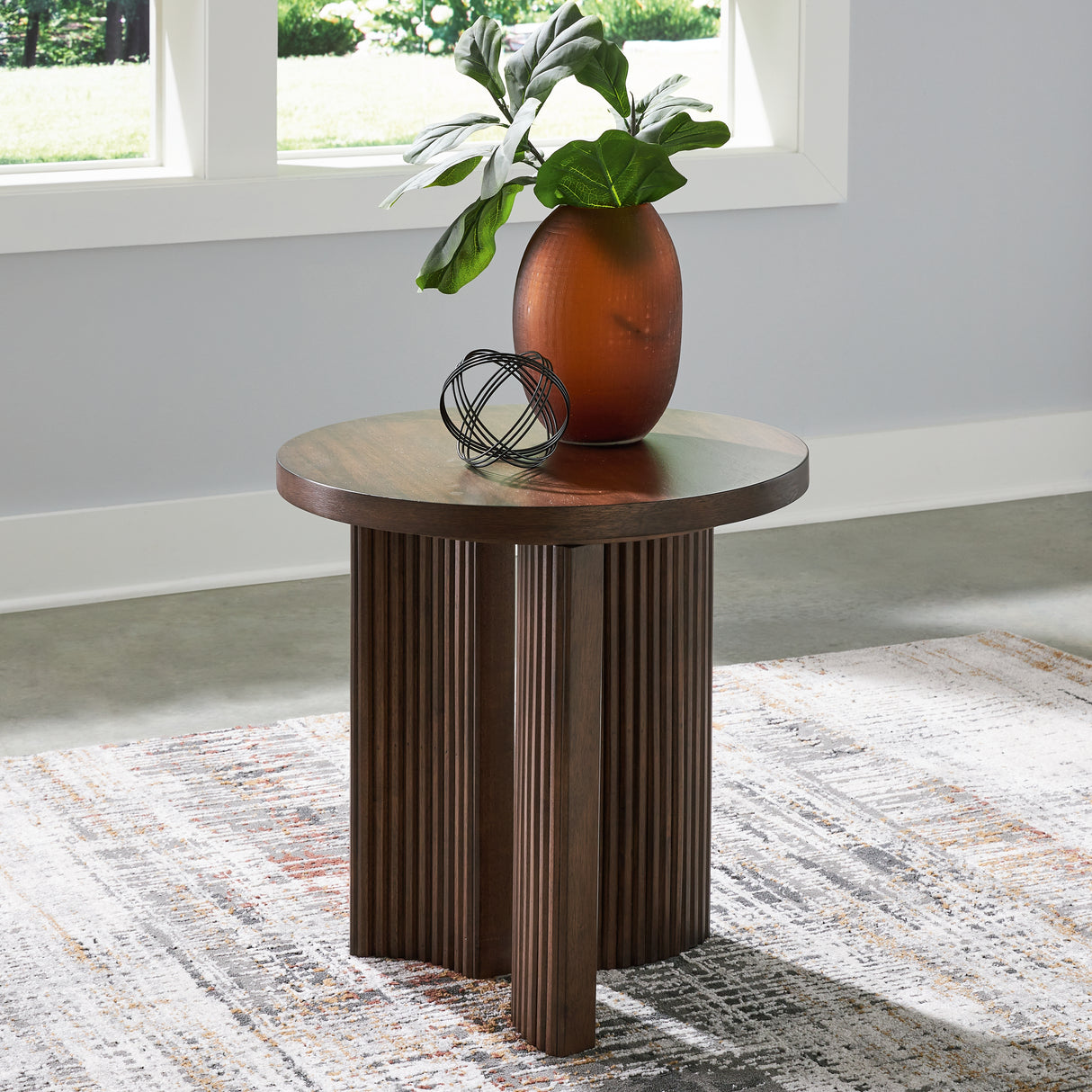 Mega Furniture - Ashley Furniture - Korestone End Table - Rectangular End Table / Dark Brown - T438-3