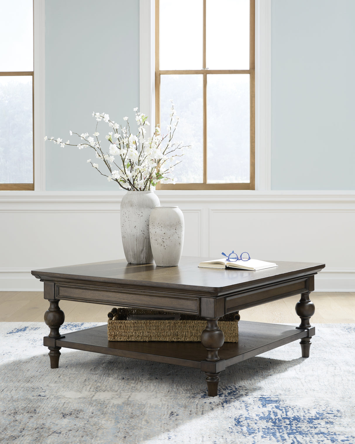 Mega Furniture - Ashley Furniture - Veramond Coffee Table - Square Cocktail Table / Dark Brown - T694-8